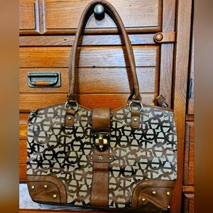 Etienne Aigner Brown Gold Pattern Shoulder Tote HandBag Purse